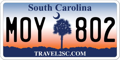 SC license plate MOY802