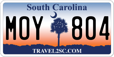 SC license plate MOY804