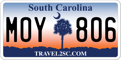 SC license plate MOY806