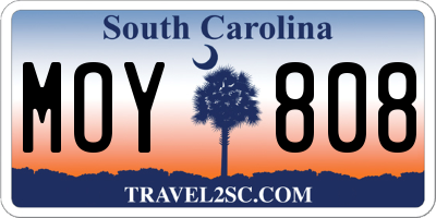 SC license plate MOY808