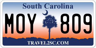 SC license plate MOY809