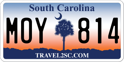 SC license plate MOY814