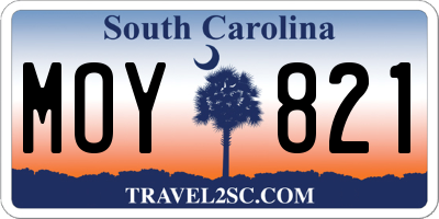 SC license plate MOY821