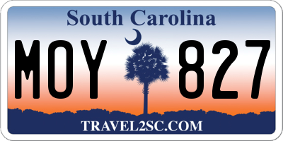 SC license plate MOY827