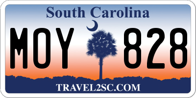 SC license plate MOY828