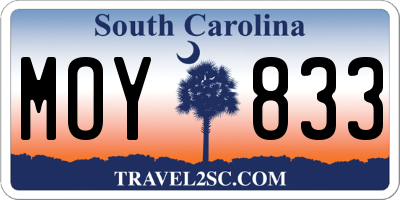 SC license plate MOY833