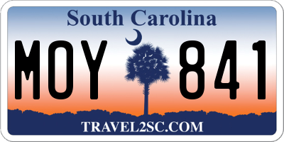 SC license plate MOY841