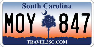SC license plate MOY847