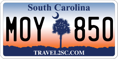 SC license plate MOY850