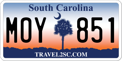 SC license plate MOY851