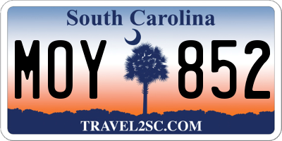 SC license plate MOY852