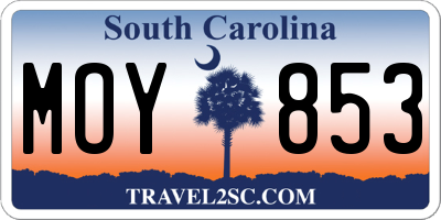 SC license plate MOY853