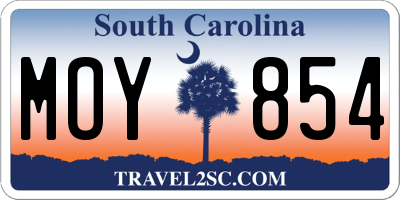 SC license plate MOY854