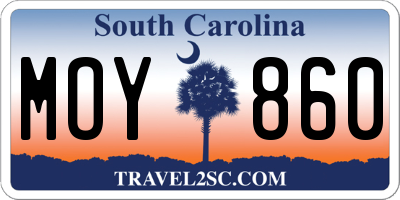 SC license plate MOY860