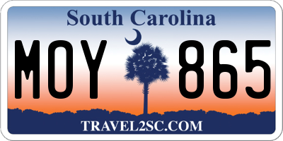 SC license plate MOY865