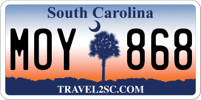 SC license plate MOY868