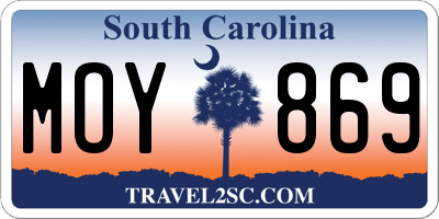 SC license plate MOY869