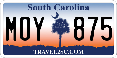 SC license plate MOY875