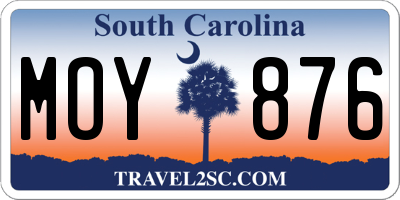 SC license plate MOY876
