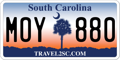 SC license plate MOY880