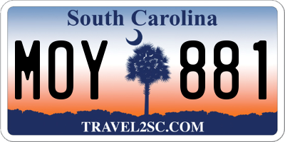 SC license plate MOY881