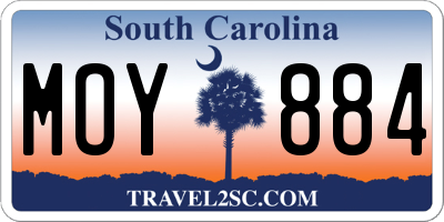 SC license plate MOY884