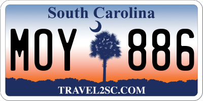 SC license plate MOY886