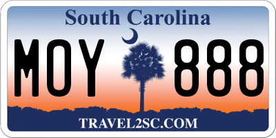 SC license plate MOY888