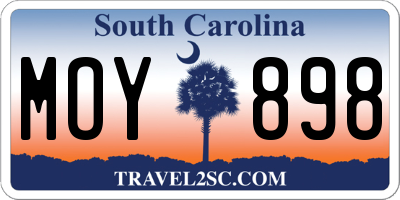 SC license plate MOY898