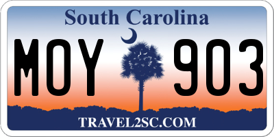 SC license plate MOY903