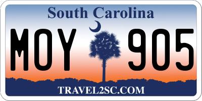 SC license plate MOY905