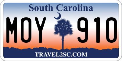 SC license plate MOY910