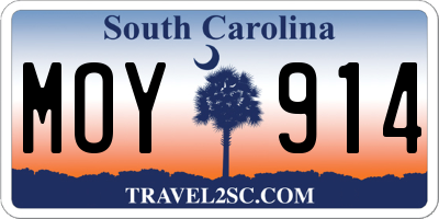 SC license plate MOY914