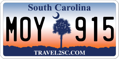 SC license plate MOY915