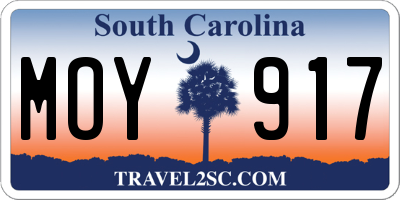 SC license plate MOY917