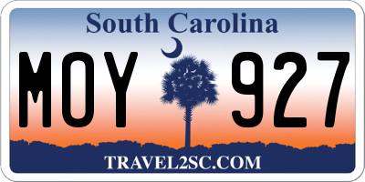 SC license plate MOY927