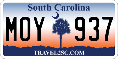 SC license plate MOY937