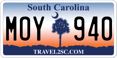 SC license plate MOY940