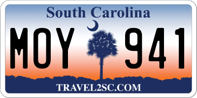 SC license plate MOY941