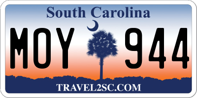SC license plate MOY944