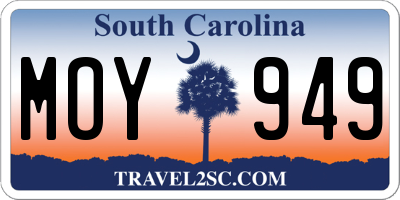 SC license plate MOY949