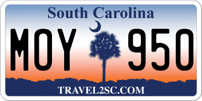SC license plate MOY950