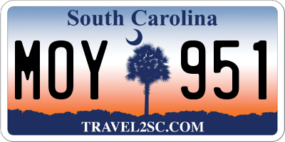 SC license plate MOY951