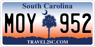 SC license plate MOY952