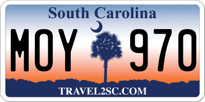 SC license plate MOY970