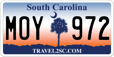 SC license plate MOY972