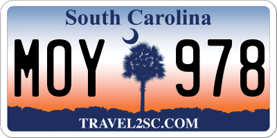SC license plate MOY978