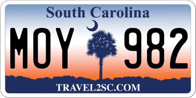 SC license plate MOY982