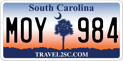 SC license plate MOY984