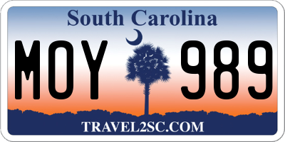 SC license plate MOY989